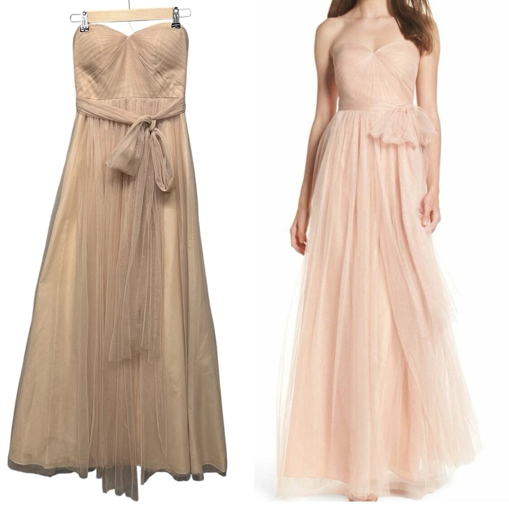 Jenny Yoo Annabelle Sweetheart Strapless Dress Beige Size 0 Wedding Formal Gala‎